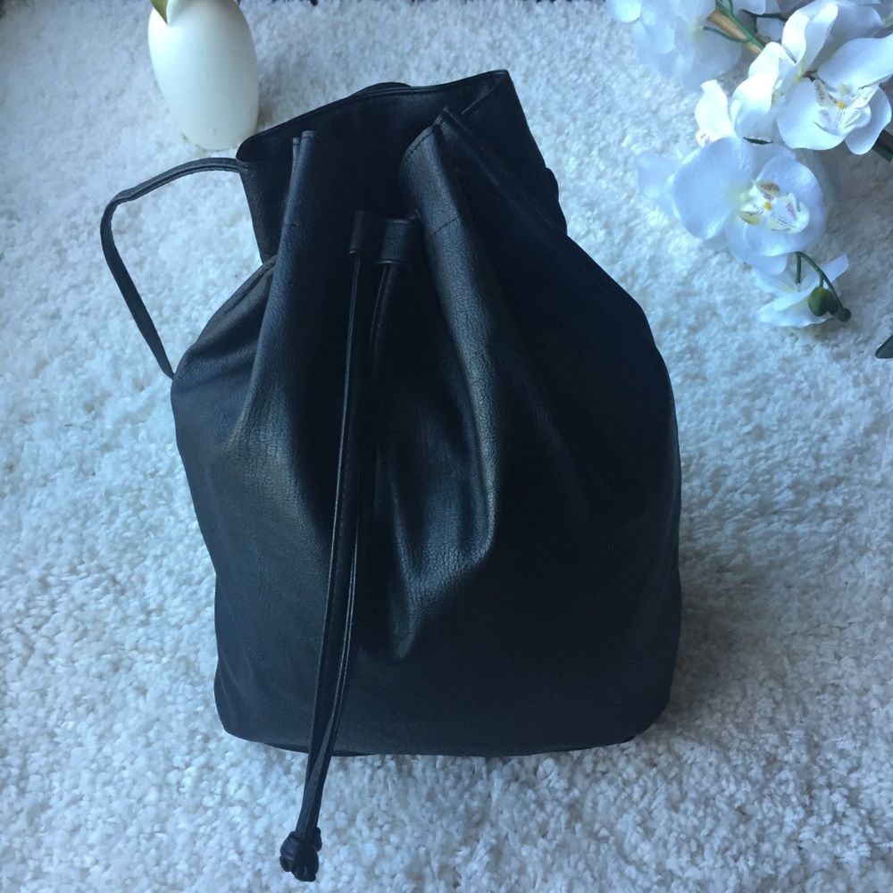 H&M Divided | Faux Leather Black Backpack